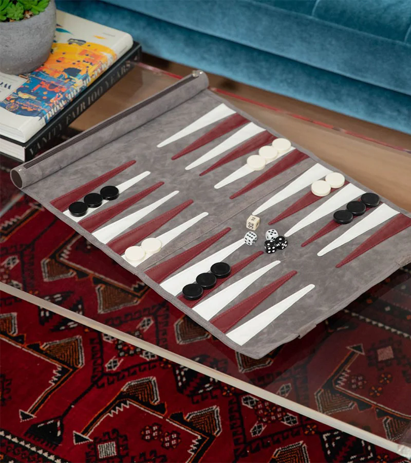 Backgammon de voyage en cuir - Image 3