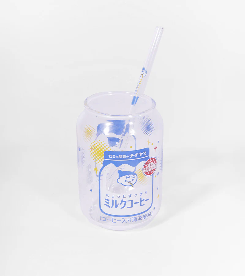 Verre Kawaii Rétro “Milk Cup” + Paille - Image 5