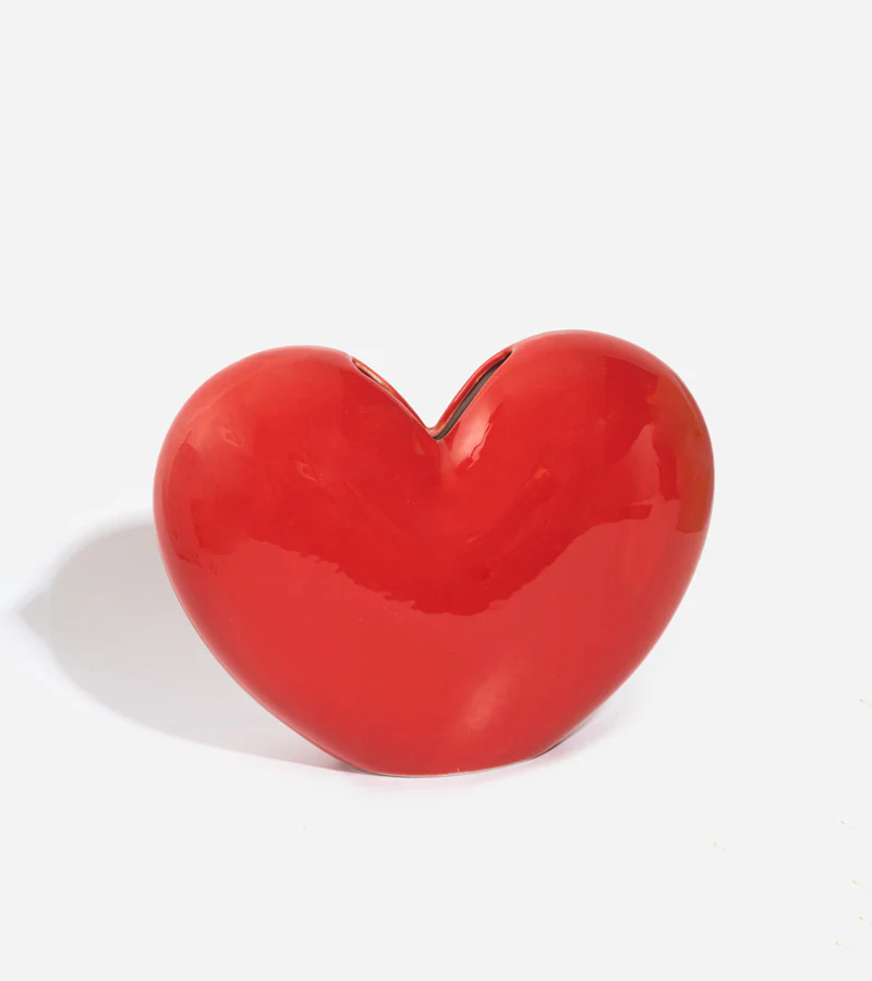 Vase coeur rouge en céramique - Image 3